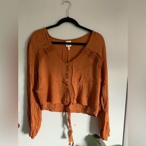 belle du jour Burnt Orange Button Up Top